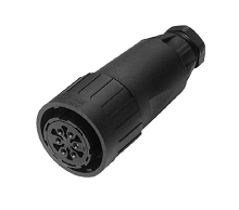 C01610E0190042   19+PE Female straight cable connector with internal strain relief and cable retention