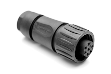 C01630D00680012 6+ PE Female straight cable connector with turned contacts, black