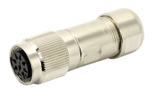 C091 11D012 001 4 - M16 Female cable connector with internal strain relief and metal locking ring.  12 contacts, 6-8mm cable diameter.
