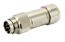 C091 31H008 200 4 - M16 Male cable connector with internal strain relief and metal locking ring. 8 contacts, gold plated, 4-6mm cable diameter.