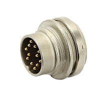C091 31W003 100 2 - M16  Front mounting male metal receptacle with O-ring seal and ring nut mount. 3 contacts, silver plated.  Contacts included. Comparable to PN# 09-0107-00-03