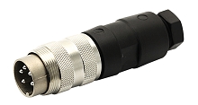 T 3260 048 - M16 Male straight cable connector with internal strain relief and metal locking ring. 3 contacts, gold plated, 4 - 6mm cable diameter  Contacts included.