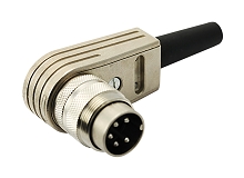 T 3260 055 - M16 Male right angled cable connector with internal strain relief and metal locking ring. 3 contacts, 4 - 6mm cable diameter Contacts sold separately.