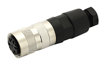 T 3261 048 - M16 Female straight cable connector with internal strain relief and metal locking ring. 3 contacts, gold plated, 4 - 6mm cable diameter  Contacts included.