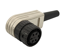 T 3275 055 - M16 Female right angled cable connector with black cable sleeve. 3 contacts, 4-6mm cable diameter. Contacts sold separately.