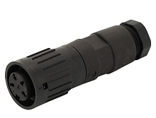 T 3275 502 - M16 Female straight cable connector with internal strain relief and clamping ring. 3 contacts, silver plated, 6-8mm cable diameter.  Contacts included.