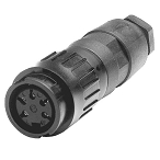 T 3278 504 - M16 Female straight cable connector with internal strain relief and plastic locking ring. 3 contacts, silver plated, 4-6mm cable diameter.  Contacts included.