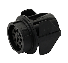 T 3327 500 - M16 Straight, full plastic front mounting female receptacle with snap-in mount. 4 contacts.  Contacts included.