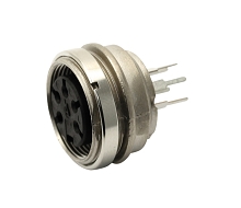 T 3359 420 - M16 Rear mounting female receptacle with ring nut. 5 contacts, silver plate  Contacts included.