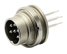 T 3362 420 - M16 Rear mounting male receptacle with ring nut. 5 contacts, silver plated  Contacts included.