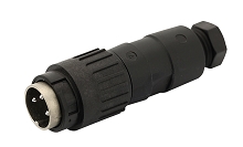 T 3374 554 - M16 Male straight cable connector with internal strain relief and plastic locking ring. 5 contacts, 4-6mm cable diameter Contacts sold separately.