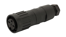 T 3375 554 - M16 Female straight cable connector with internal strain relief and plastic locking ring. 5 contacts, 4-6mm cable diameter. Contacts sold separately.