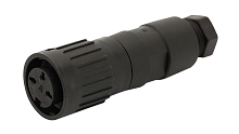 T 3395 504 - M16 Female straight cable connector with internal strain relief and plastic locking ring. S (stereo) contacts, silver plated, 4-6mm cable diameter  Contacts included.