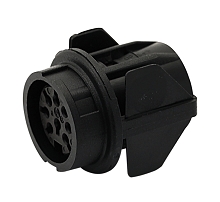 T 3397 500 - M16 Straight, full plastic front mounting female receptacle with snap-in mount. 5 contacts, silver plated.  Contacts included.