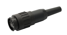 T 3398 501 - M16 Female straight cable connector with black cable sleeve. 5 contacts, silver plated, 4-6mm cable diameter.  Contacts included.