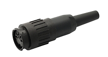 T 3398 518 - M16 Female straight cable connector with black cable sleeve. 5 contacts, gold plated, 4-6mm cable diameter.  Contacts included.