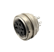 T 3403 118 - M16 Rear mounting female receptacle with ring nut. 6 contacts, gold plated  Contacts included. Comparable to PN# 09-0324-89-06