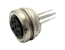 T 3403 430 - M16 Rear mounting female receptacle with ring nut. 6 contacts, silver plated  Contacts included.