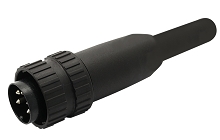T 3424 951 - M16 Full plastic male cable connector with internal strain relief and plastic locking ring. 6 contacts, 4-6mm cable diameter. Bayonet locking and transparent cable sleeve. Contacts sold separately. Contacts sold separately.