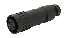 T 3425 548 - M16 Female straight cable connector with internal strain relief and plastic locking ring. 6 contacts, gold plated, 4-6mm cable diameter  Contacts included.