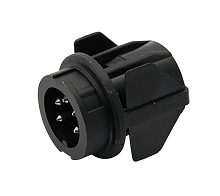 T 3426 518 - M16 Straight, full plastic front mounting male receptacle with snap-in mount. 6 contacts, gold plated.  Contacts included.