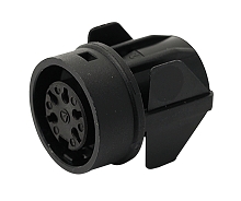 T 3431 500 - M16 Straight, full plastic front mounting female receptacle with snap-in mount. 7 contacts, silver plated  Contacts included.