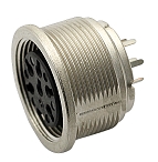 T 3487 300 - M16 Front mounting female receptacle with ring nut. 7 contacts, silver plated  Contacts included.