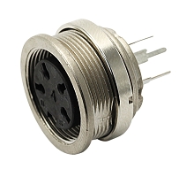 T 3487 320 - M16 Front mounting female receptacle with ring nut. 7 contacts, silver plated.  Contacts included.
