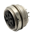 T 3487 400 - M16 Rear mounting female receptacle with ring nut. 7 contacts, silver plated  Contacts included.