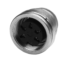 T 3507 009 - M16 Female receptacle Front mounting, 8 contacts, 1 V, Termination: solder, Contact plating: silver plated