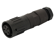 T 3525 528 - M16 Female straight cable connector with internal strain relief and clamping ring. 8 contacts, gold plated, 6-8mm cable diameter  Contacts included.