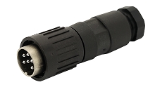 T 3644 502 - M16 Male straight cable connector with internal strain relief and plastic locking ring.  14 contacts, silver plated, 6-8mm cable diameter  Contacts included.