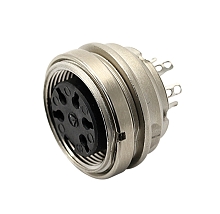 T 3653 100 - M16 Rear mounting female receptacle with ring nut.  14 contacts, gold plated  Contacts included.