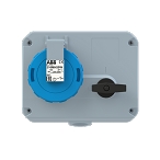 2CMA167811R1000  3P+E Female Industrial Switched Interlocked Socket Outlet, Horizontal, 20A, 250V, 9H, IP67. Replaces Part# 316MHS9W