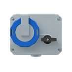 2CMA167848R1000  2P+E Female Industrial Switched Interlocked Socket Outlet, Horizontal, 30A, 250V, 6H, IP67. Replaces Part# 232MHS6W