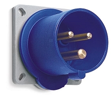 2CMA193444R1000  3P+E Male Panel Mounted Inlet, 32A, 250V, 9H, IP44. Replaces Part# 332BU9