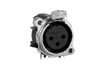 AC3FBH3-AU-PRE  3 Pole XLR Female Chassis Mount, B Type, Nickel Finish, Gold Plated Contacts, Horizontal PCB, Ground Link 3, Latching. Comparable to PN# NC3FBH3
