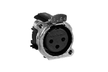 AC3FBV3-AU-PRE  3 Pole XLR Female Chassis Mount, B Type, Nickel Finish, Gold Plated Contacts, Vertical PCB, Ground Link 3, Latching. Comparable to PN# NC3FBV3