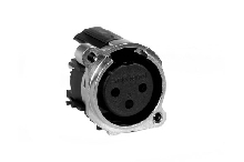AC3FBVL2-AU-PRE  3 Pole XLR Female Chassis Mount, B Type, Nickel Finish, Gold Plated Contacts, Vertical PCB, Non-Latching. Ground Link 2. Comparable to PN# NC3FBV2-0