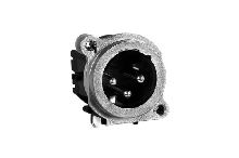 AC3MBHL-AU-PRE  3 Pole XLR Male Chassis Receptacle, B Type, Nickel Finish, Gold Plated Contacts, Horizontal PCB, Non-latching. Comparable to PN# NC3MBH-0