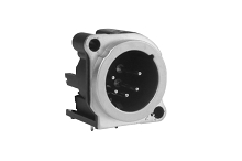 AC5MBH-AU-PRE  3 Pole XLR Male Chassis Receptacle, B Type, Nickel Finish, Gold Plated Contacts, Horizontal PCB, Latching