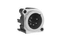 AC5MBV-AU-PRE  5 Pole XLR Male Chassis Receptacle, B Type, Nickel Finish, Gold Plated Contacts, Vertical PCB