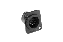 AC7MDZVB  7 Pole XLR Male Chassis Mount, D Type, Machined Contacts, Vertical PCB, Black Finish