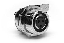 AG5FCE  5 Pole Mini XLR Chassis Mount, G Type, Female, Stamped Contacts, Vertical PCB, Nickel Finish