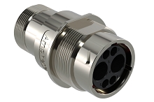 AHDM04-18-06PN-L005  6 Position Receptacle, Shell Size 18, Pin, Normal Seal, Wide Thread Adapter, Backshell without Weep Holes.  Comparable to PN#  HD34-18-6PN-L005