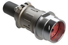 AHDM04-24-14PR-059  14 Position Receptacle, Pin, Shell Size 24, Reduced Diameter Seal (Blue), Cable Clamp Backshell, Break-Away.  Comparable to PN# HD34-24-14PE-059