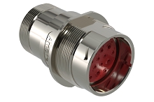 AHDM04-24-19PR-L005  19 Position Receptacle, Shell Size 24, Pin, Reduced Seal, Wide Thread Adapter, Backshell without Weep Holes.  Comparable to PN#  HD34-24-19PE-L005