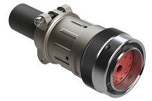 AHDM06-24-14PR-059  14 Position Plug, Pin, Shell Size 24, Reduced Diameter Seal (Blue), Cable Clamp Backshell, Break-Away.  Comparable to PN# HD36-24-14PE-059