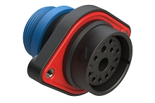 AHDP02-24-14SR-STA  14 Position Panel Mount Receptacle, Socket, Shell Size 24, Reduced Diameter Seal (Blue), Small Thread Adapter