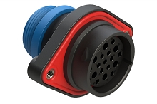 AHDP02-24-19SR-STA  19 Position Panel Mount Receptacle, Socket, Shell Size 24, Reduced Diameter Seal (Blue), Small Thread Adapter